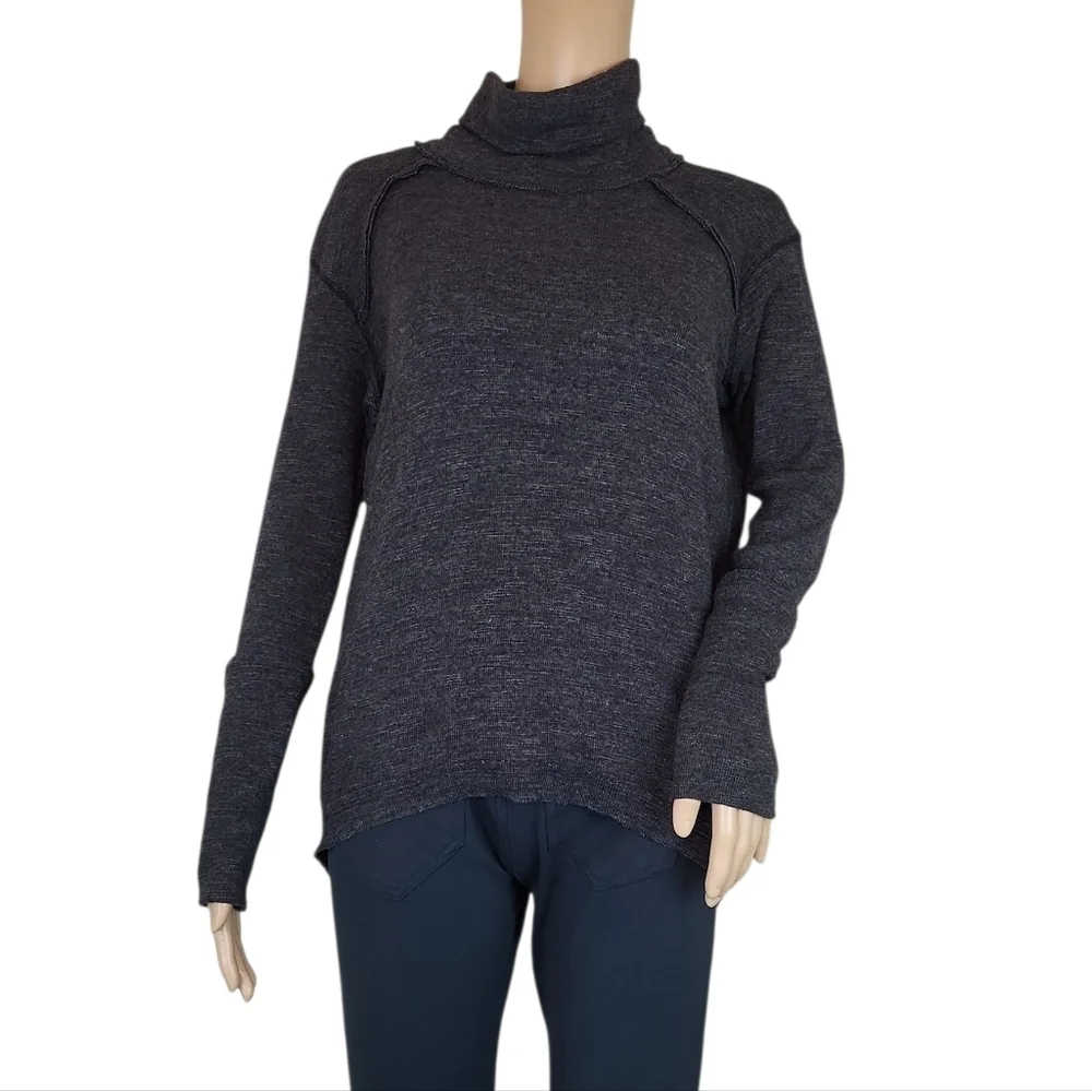 FREE PEOPLE WE THE FREE Open Split Back Knit Thermal Turtleneck Long Sleeve Top